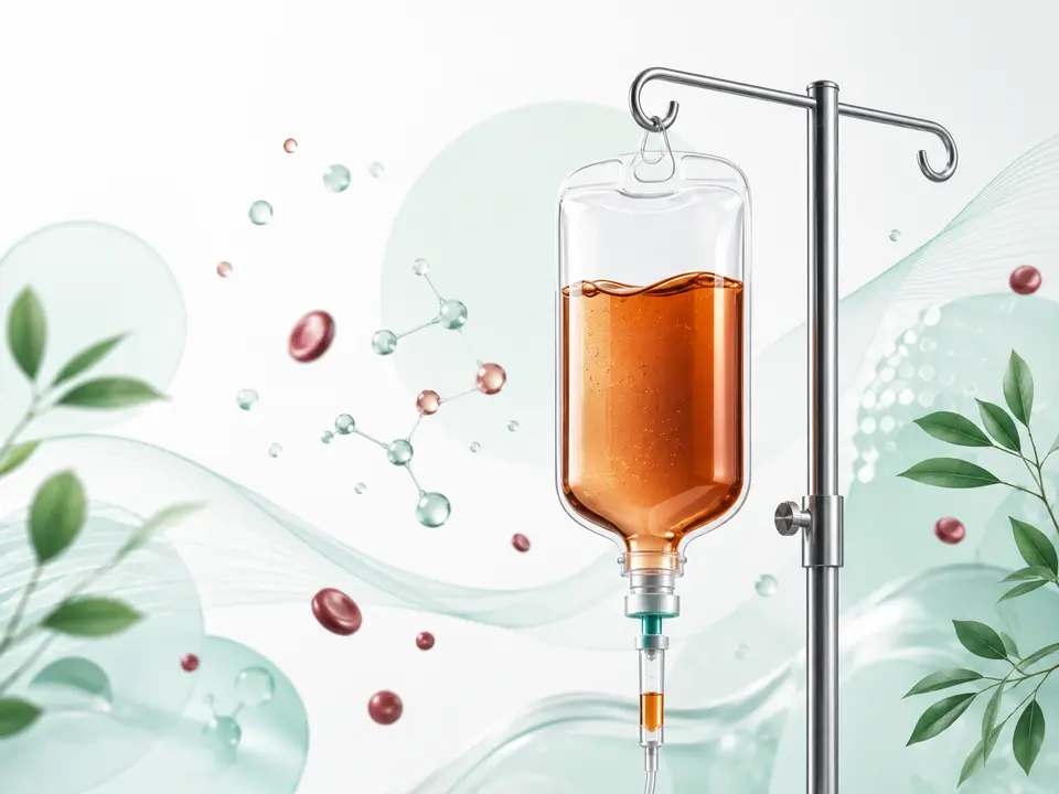 Illustration einer Eiseninfusion mit Infusionsbeutel in Mülheim