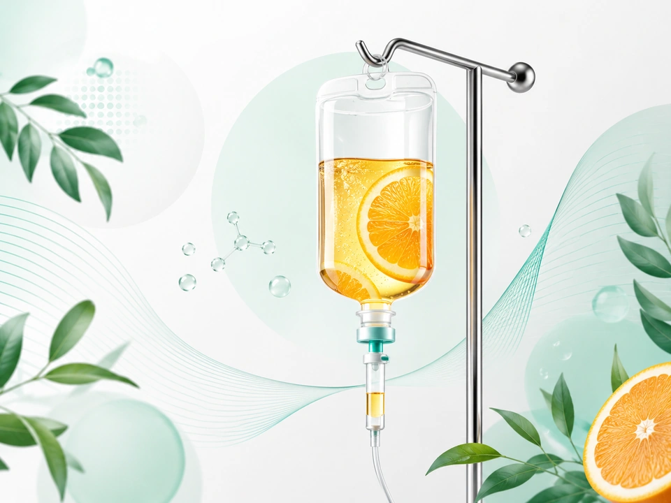 Illustration einer Vitamin-C-Infusion in Mülheim
